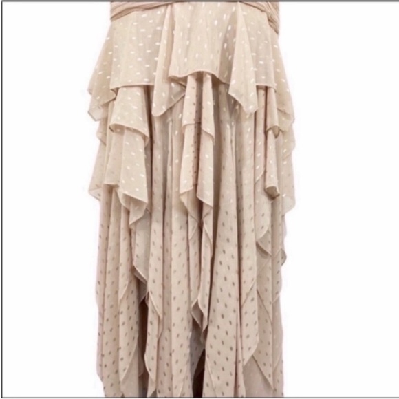 HALSTON HERITAGE Sweetheart Strapless Ruffle Metallic Dress NEW - Picture 5 of 13